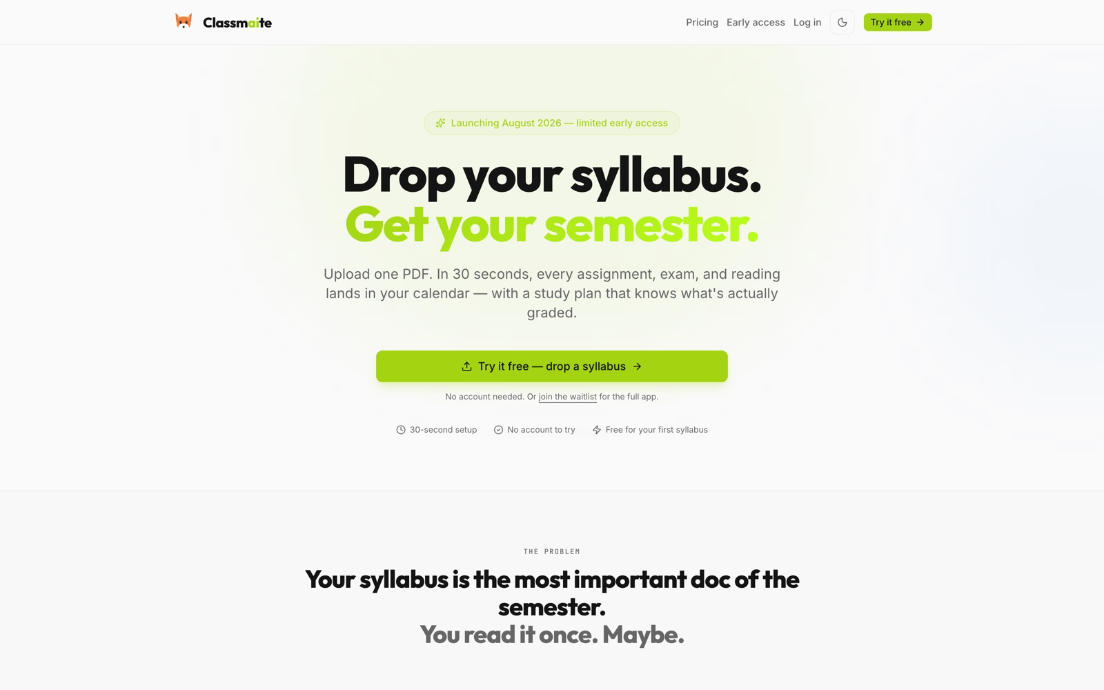 Classmaite — SaaS product landing page