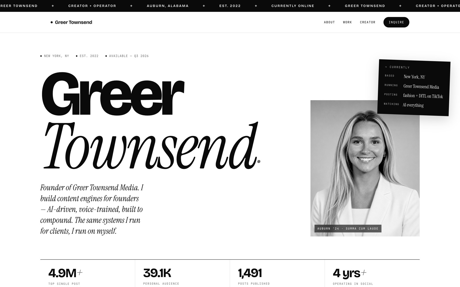 Greer Townsend — personal portfolio site